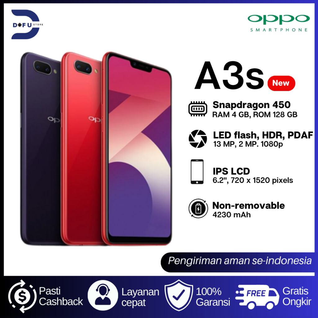 OPPO A3S 6/128GB, 13MP, 4230 mAh Garansi 1 year