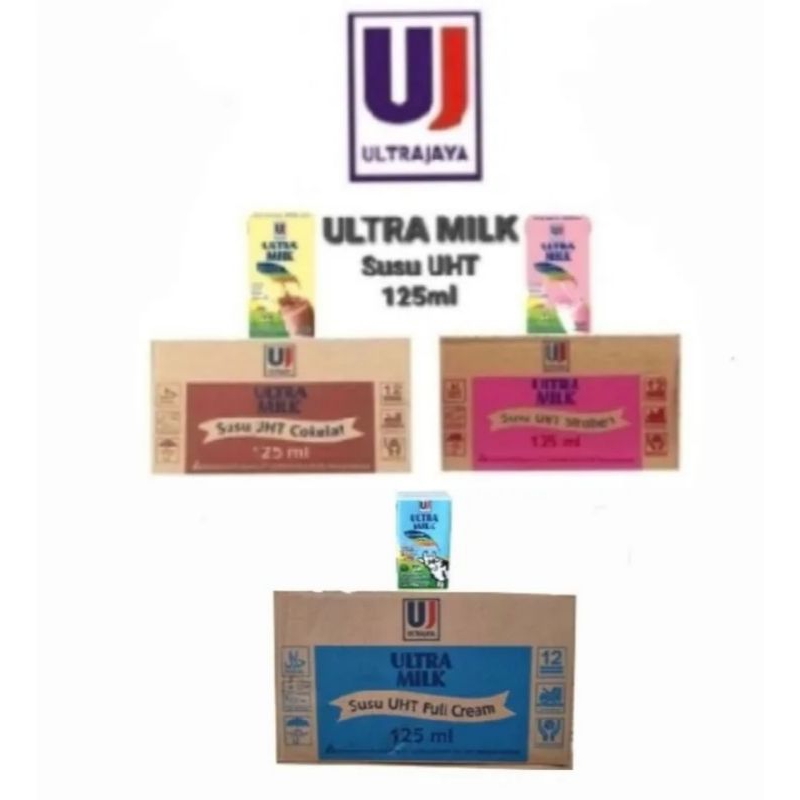 

SUSU UHT ULTRA MILK 125ml Rasa COKLAT STRAWBERY FULL CREAM - 1 DUS / 1 KARTON