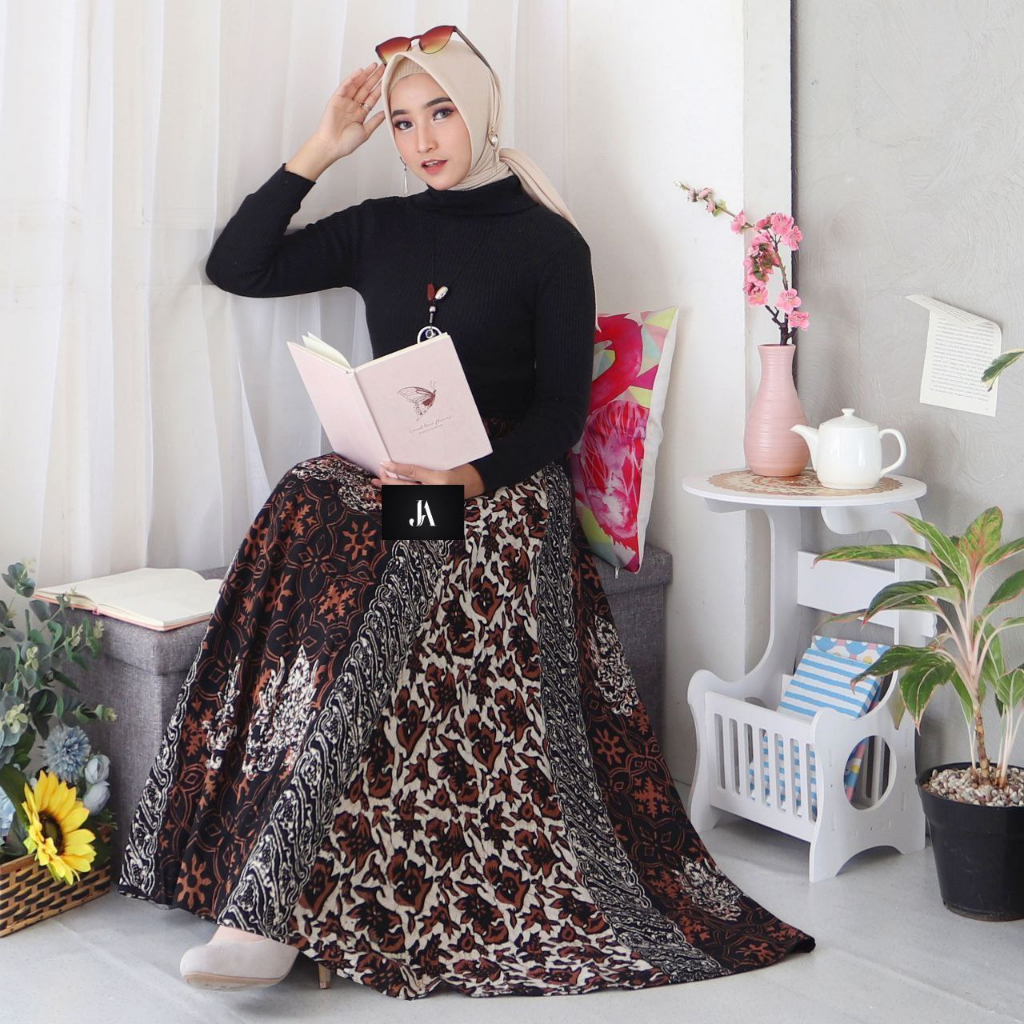 Rok Batik Payung Jumbo Panjang Lebar Dewasa Bawahan Batik Cap Premium Sogan Modern Klasik