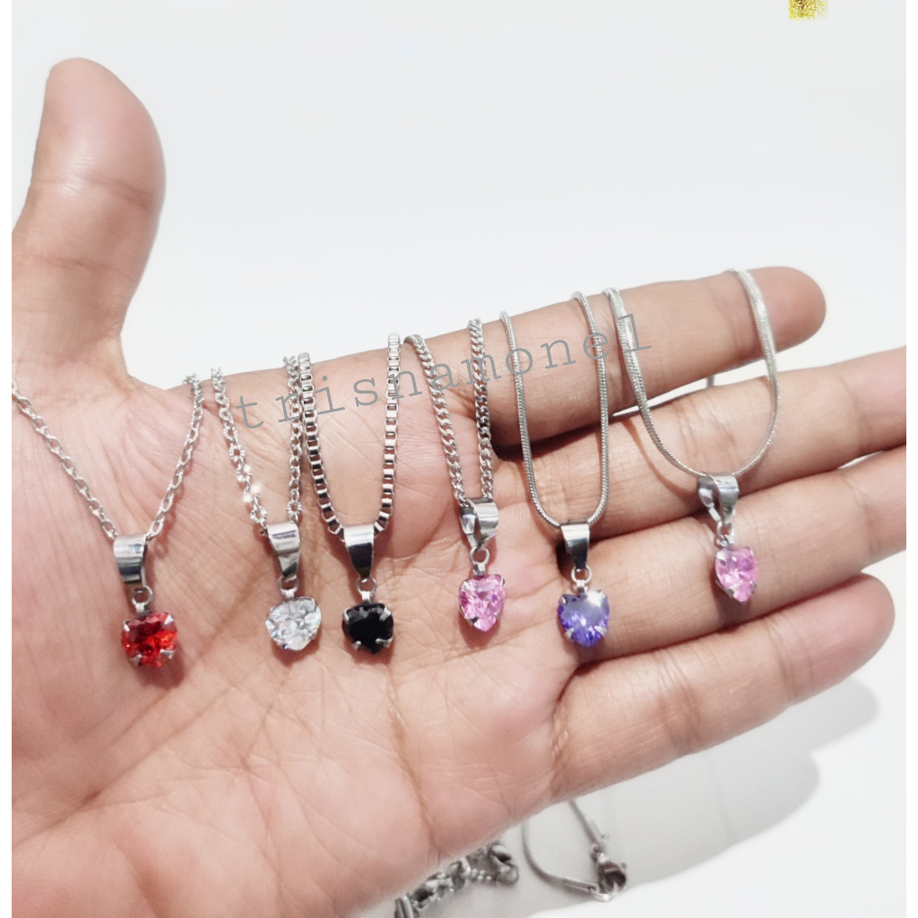 ANTI KARAT !!! kalung titanium liontin diamond motif love