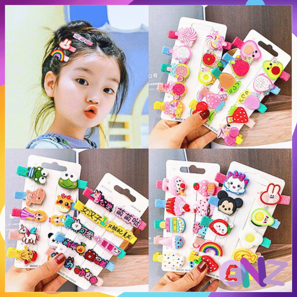 ENZ ® Set Jepit Rambut Anak 10 in 1 / Jepit Rambut Korea / Hair Pin Rambut / Hair Clips 1106