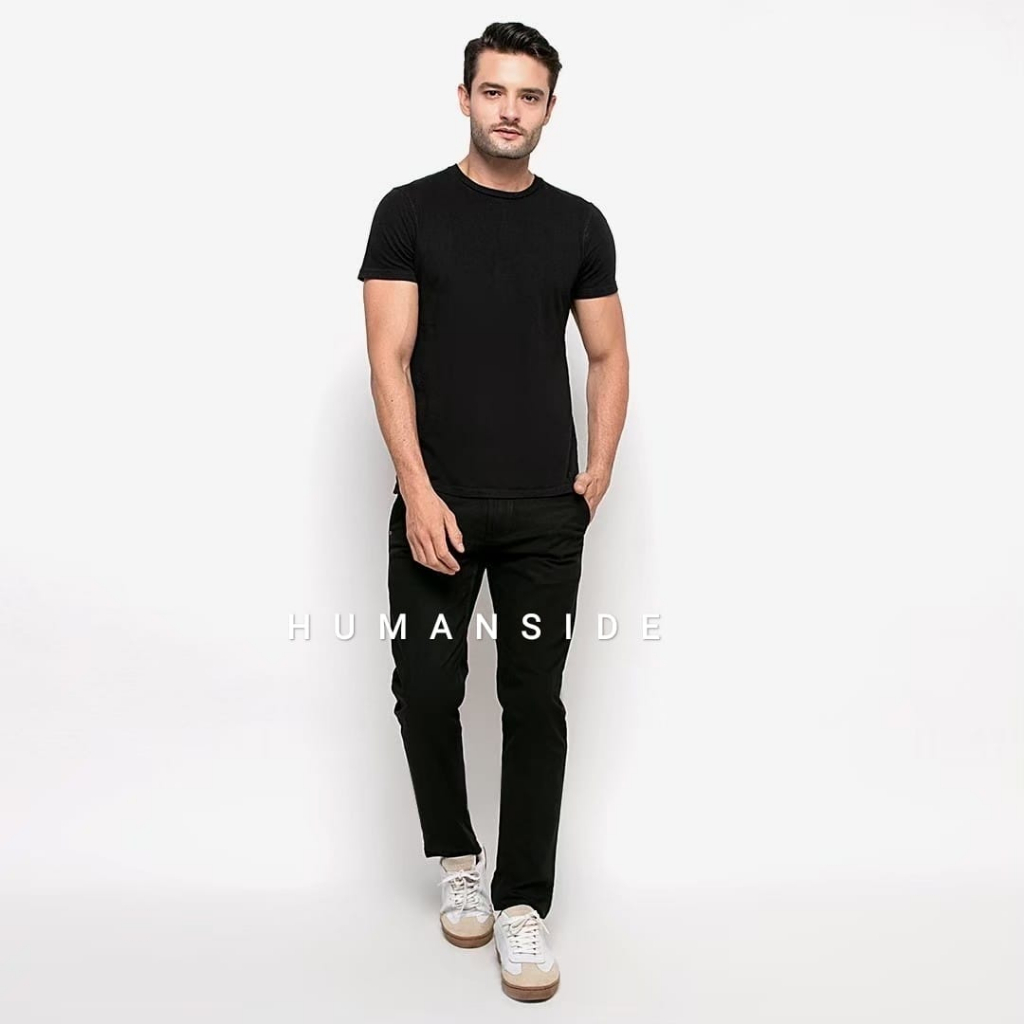 HUMAN SIDE - Celana Panjang Chino Slim Fit Hitam