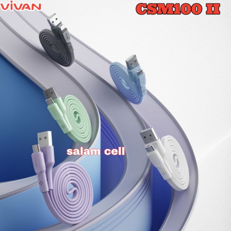 Kabel Data Micro USB VIVAN CSM100 II 2,4A 100cm Original Garansi Resmi