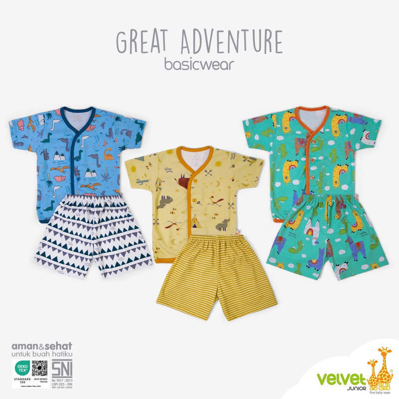 VELVET JUNIOR SETELAN PENDEK BAYI KANCING DEPAN SML STELAN KATUN