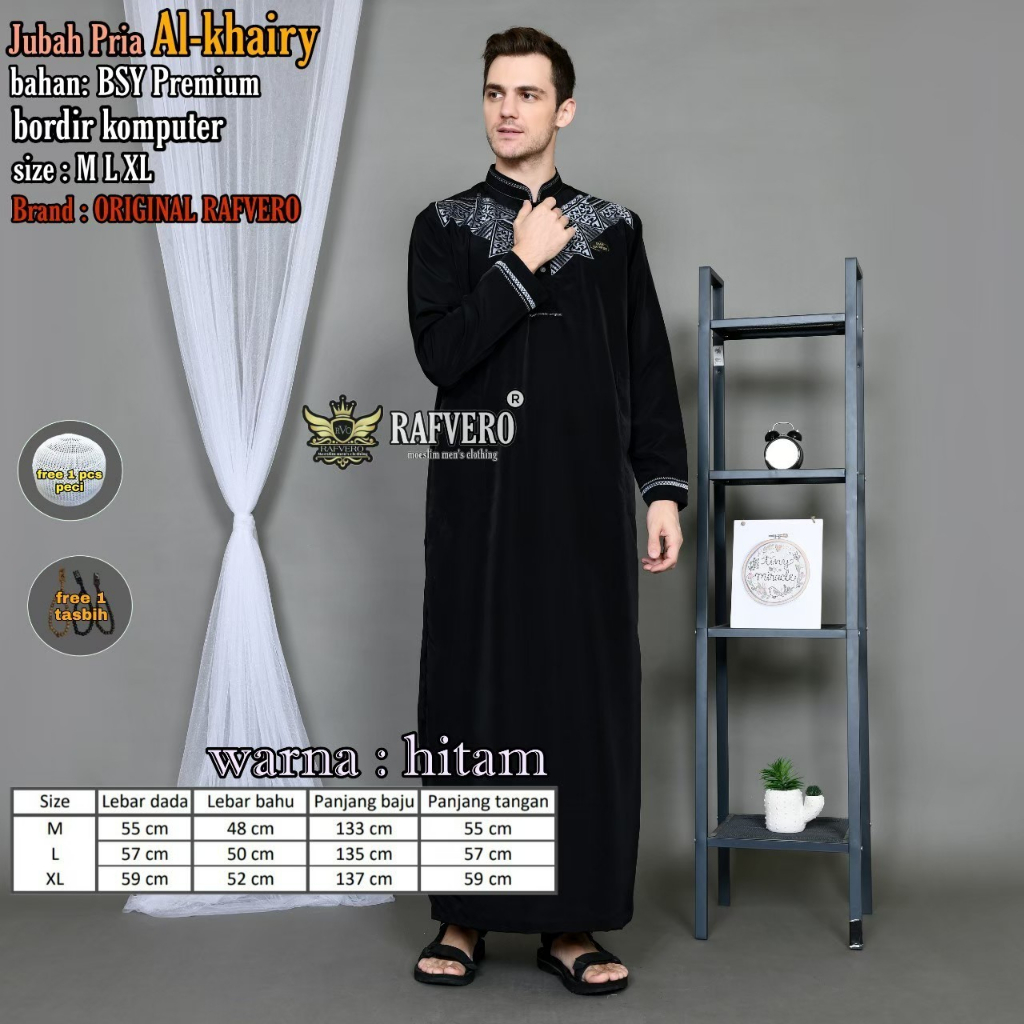Gamis jubah bordir al khoiry original rafvro - gamis pria dewasa model terbaru 2023