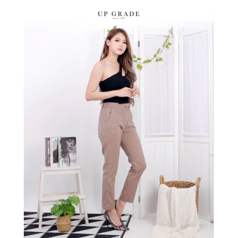 UPGRADE Celana Panjang Katun Stretch Premium High Wasit kancing 2 Resleting - Celana upgrade ori/cel