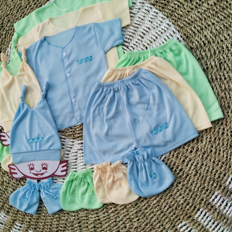 ISI 15 Pcs Set Baju Bayi Baru Lahir Baju Celana Bayi Newborn Pendek Seri Muda