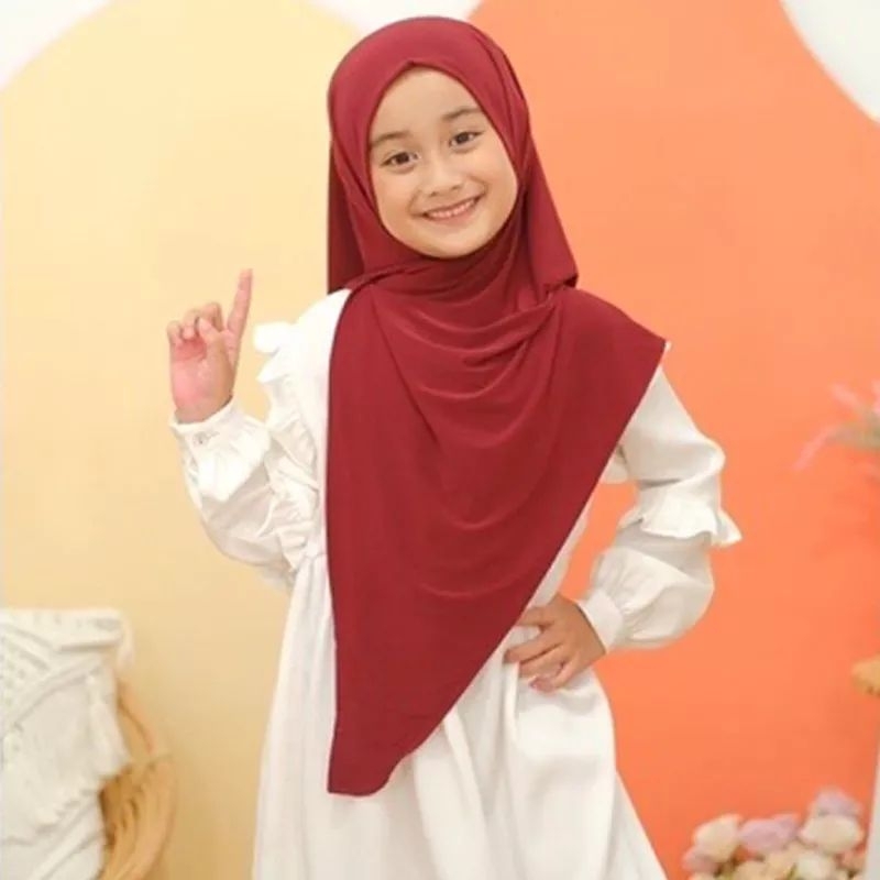 Hijab Segitiga Instan Jersey Anak | Jilbab Segitiga Anak Remaja 7-13 Tahun