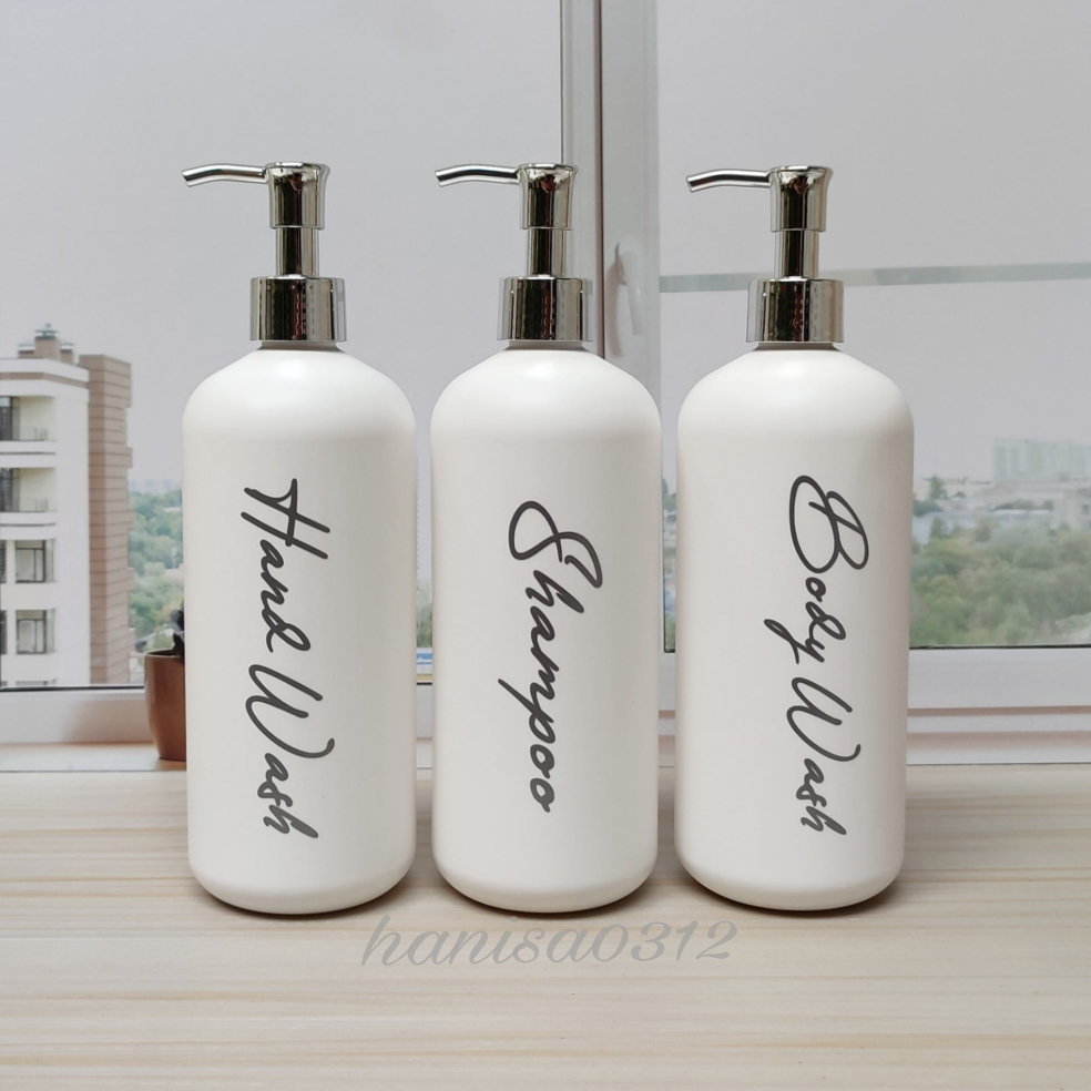 Botol Pump 500ml / Botol Pump 500ml Aesthetic Hdpe Putih Doff Tutup Luxury Silver / Botol Sabun Cair Pump 500 Ml