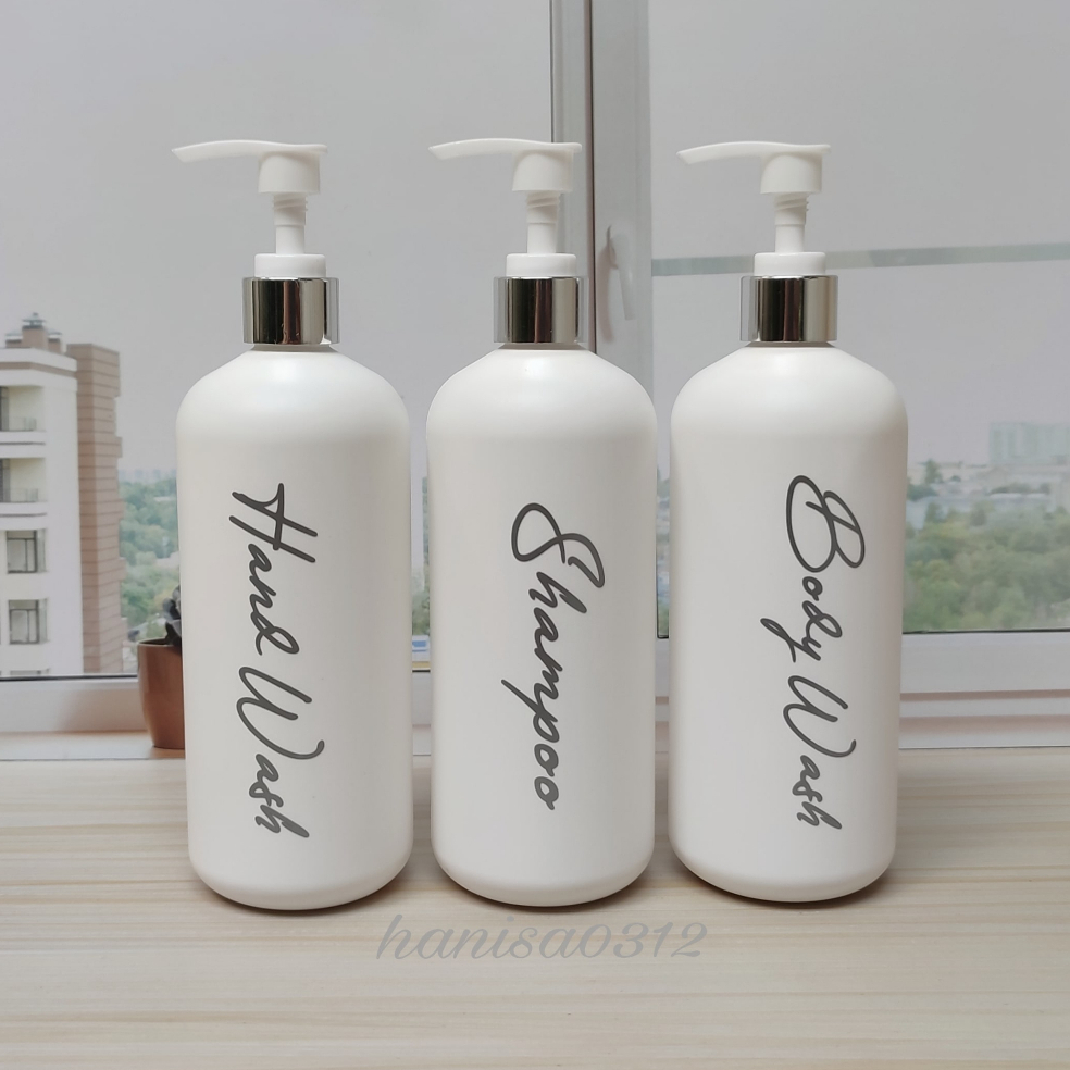 Botol Pump 500ml / Botol Pump 500ml Aesthetic Hdpe Putih Doff Tutup Luxury Silver / Botol Sabun Cair Pump 500 Ml