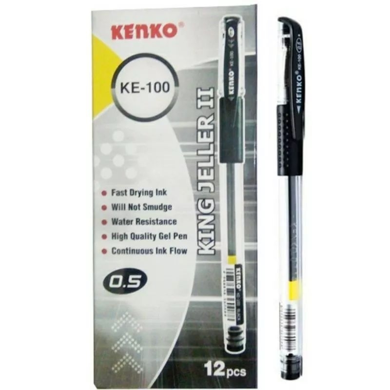 

Bolpoin Gel / Pulpen Gel / Gel Pen Kenko KE-100 | 0.5 | Hitam | 1 Pack
