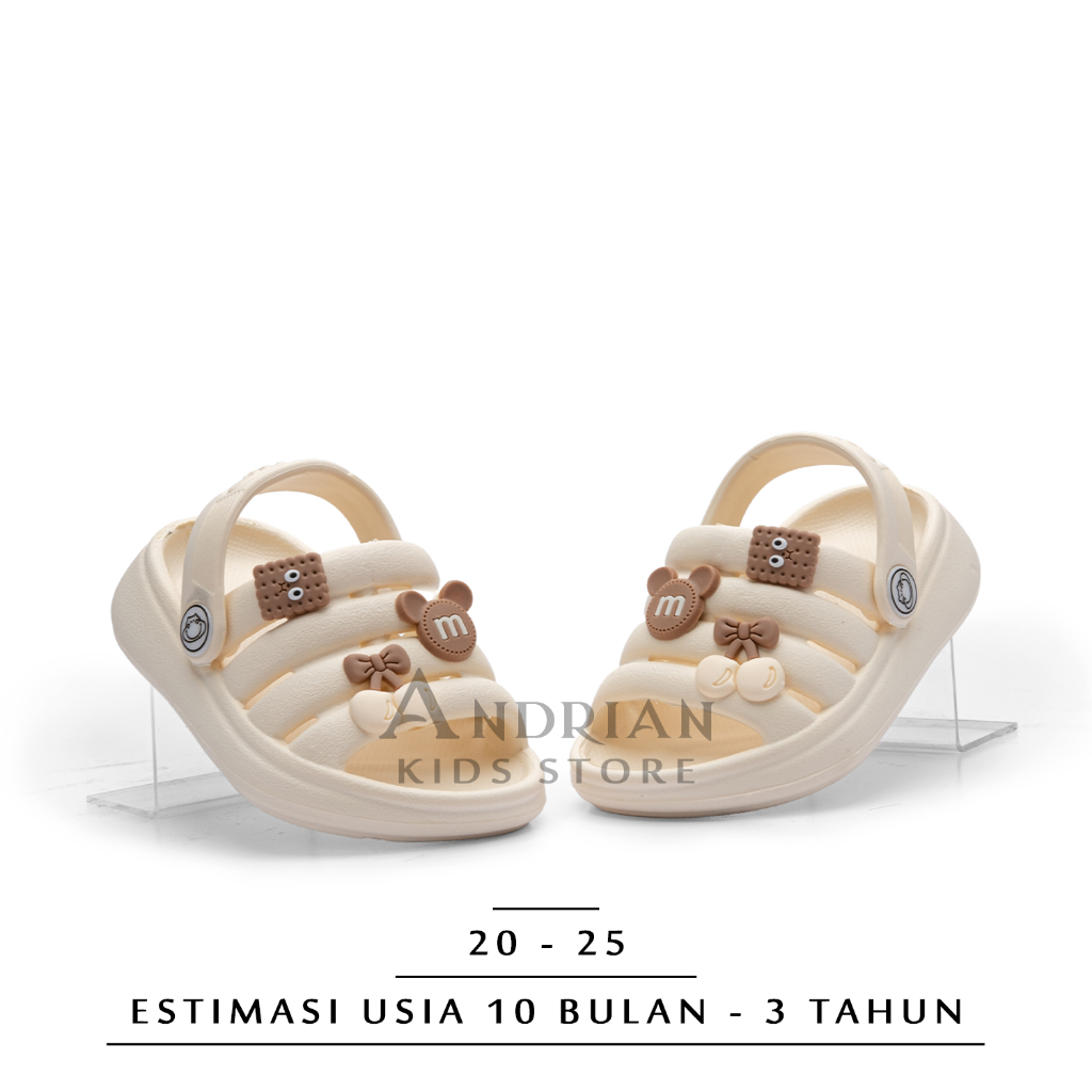 Irsoe - New Sandal anak perempuan baby girl model selop garis tali belakang berkarakter 1 - 3 tahun