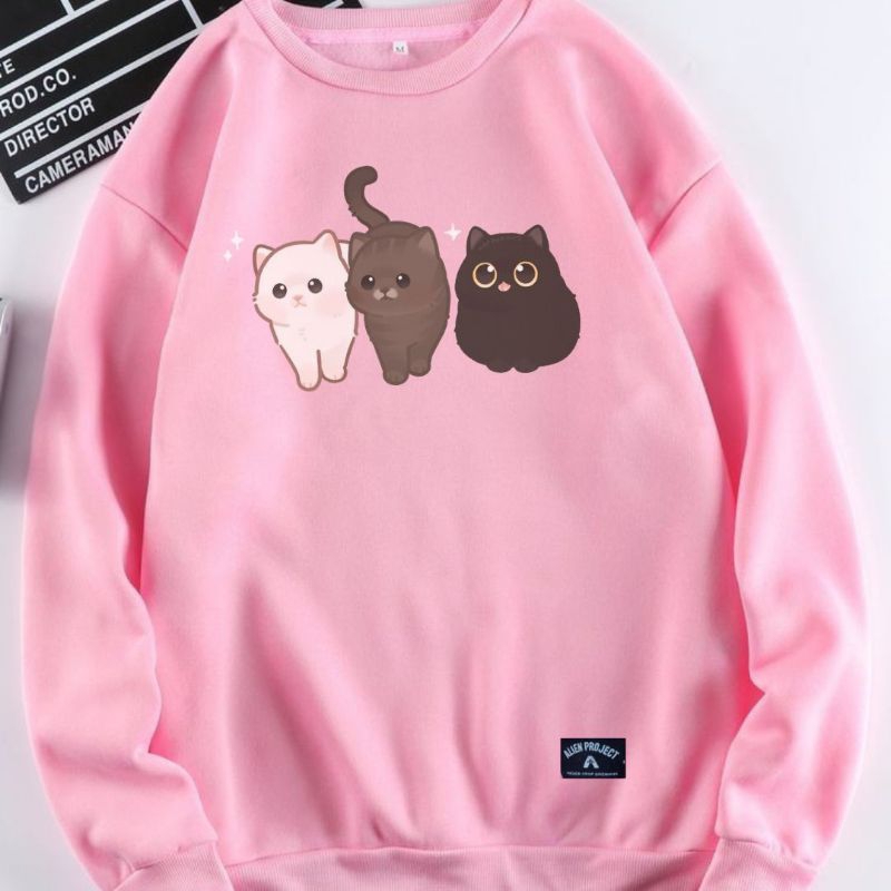 cat crewneck cat sweteer cat sweater sweatshirt sweater kucing