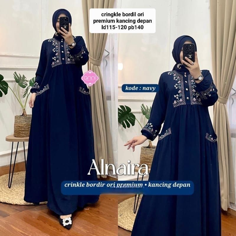 [COD] Alnaira Dress gamis cringkle bordil GAMIS BEST SELLER