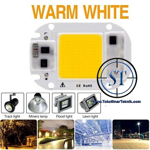 LED COB Warm White 20W Langsung  Input 220V AC Lampu Sorot Lapangan Tembak Kekuning 20 Watt Langsung Listrik Tanpa Driver