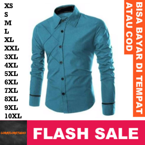 FortKlass FORTGLASS RISRUS FASHION Snowshop Kemeja Pria Hem Cowok Jumbo Big Size Lengan Panjang Gari