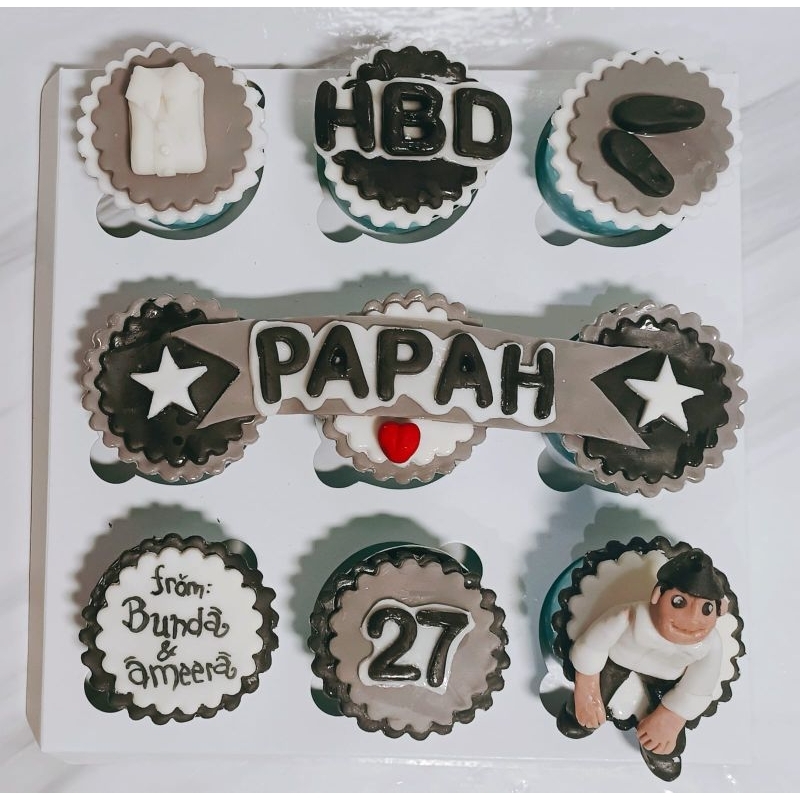 

Cup Cake / Birthday Cupcakes/ Cupcake Custom Fondant / Cup Cake 9pcs