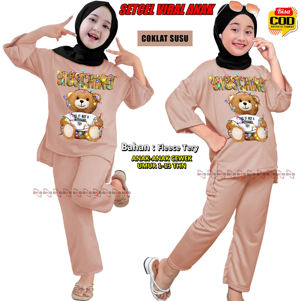 Bisa COD TM  SETCEL SLEBEW ONESET , Setelan Anak Perempuan Wanita Cewek SLEBEW cetak DTF, Baju kaos terbaru dan termurah Lengan panjang