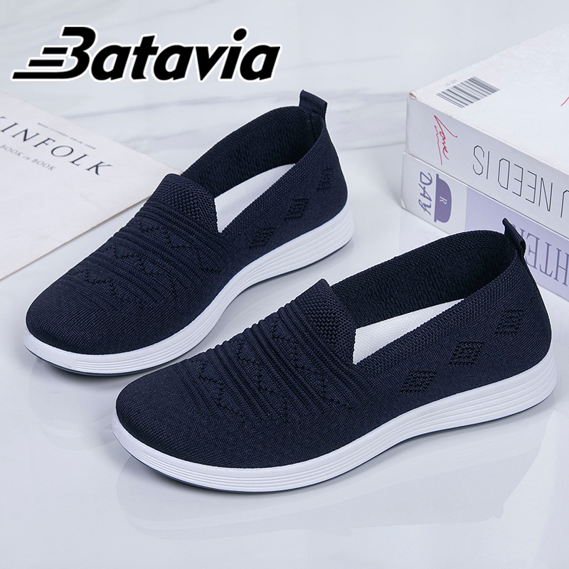 Batavia Sepatu Wanita Flat Anyaman Terbang Grosir Import Terbaru Original Sepatu Ibu Sepatu Sekolah Sepatu Wanita A167