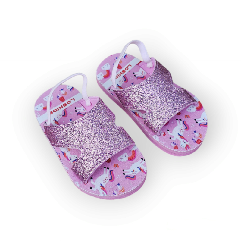 Sepatu Sandal Anak Baby Girl Kuda Poni Series Sandal Slop Selop Anak perempuan Tali Belakang Flip Flop Pink