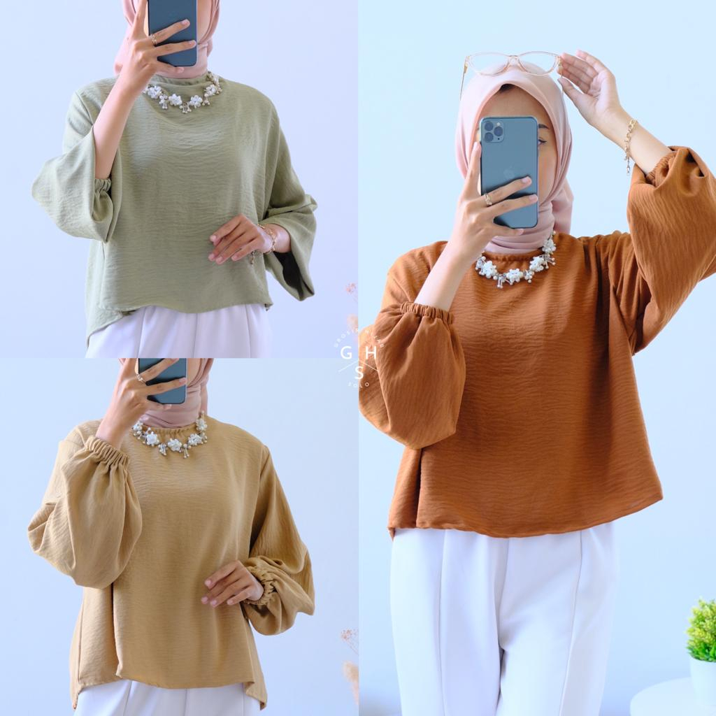 CLARA BLOUSE OVERSIZE ATASAN WANITA KEMEJA CRINCLE AIRFLOW PREMIUM (RPA)