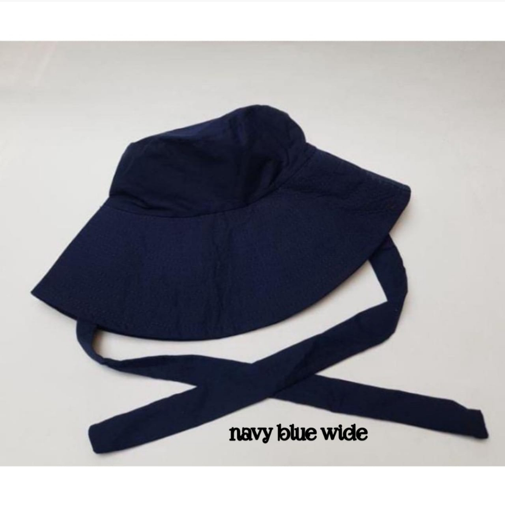 Topi Bucket Hat Wide Polos Tali Ala Selebgram Bahan Drill