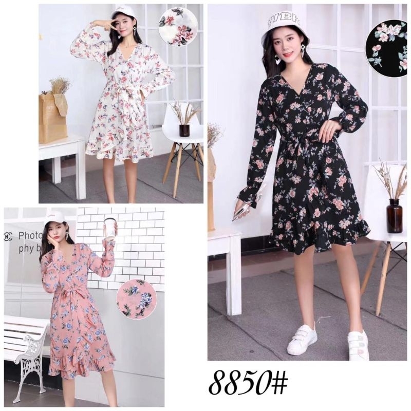 blus cewek Tunik import premium motif bunga modis elegant