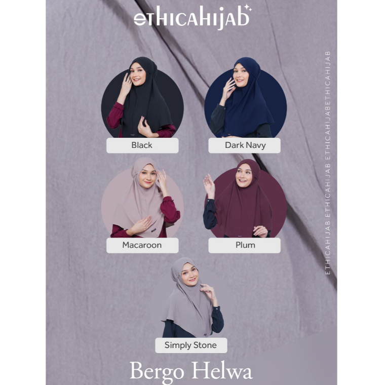 TERBARU ETHICA HIJAB BERGO HELWA BY ETHICA HIJAB  | ETHICA HIJAB TALI KERUDUNG BERGO HELWA BAHAN AIR