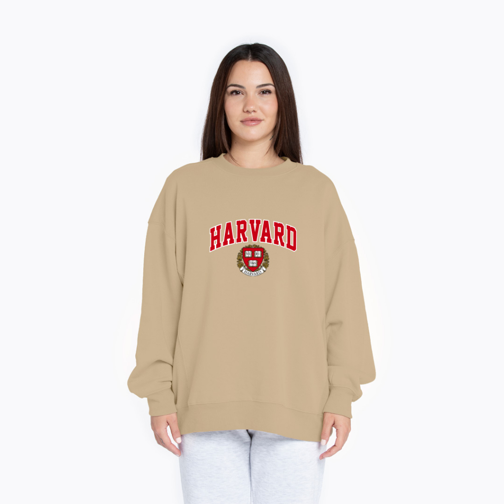 HARVARD LOGO SWEATER SWITER CREWNECK OVERSIZE PRIA WANITA Size M-XXL