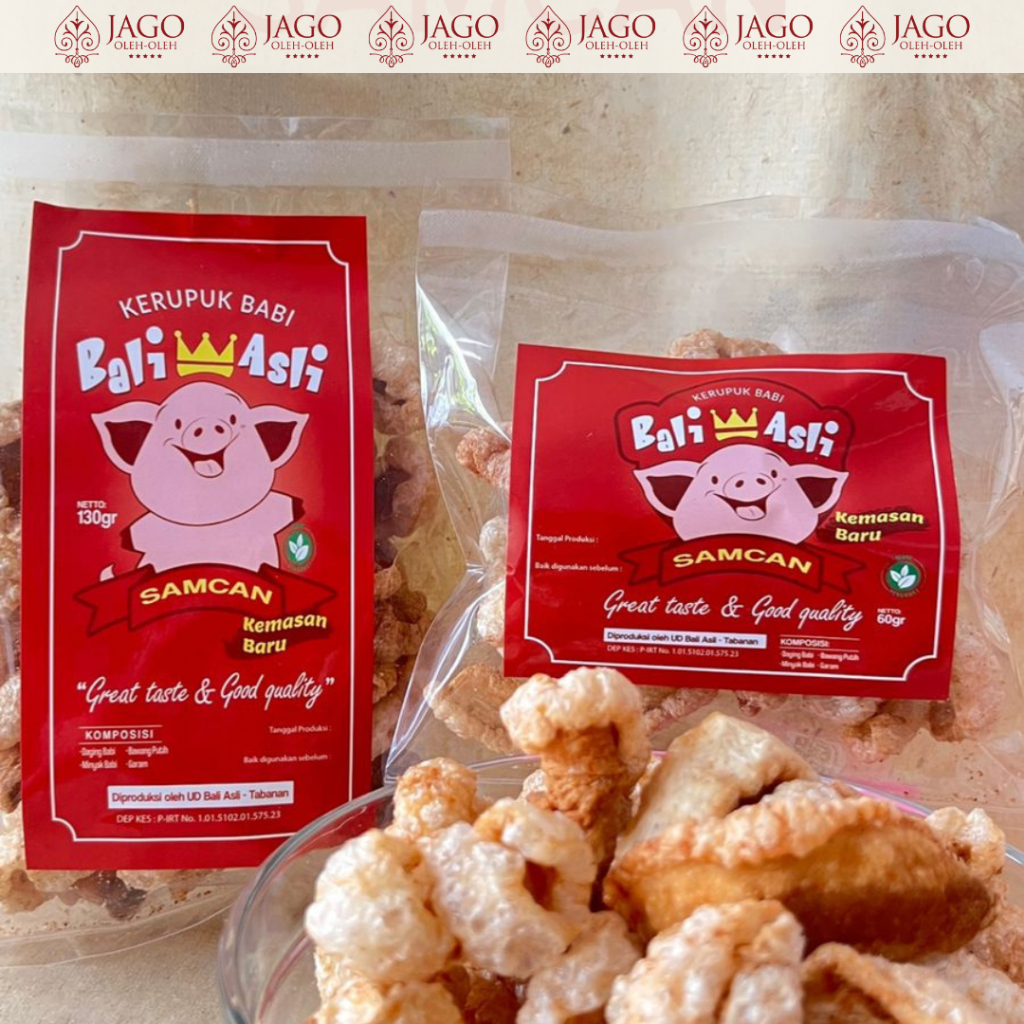 Kerupuk Kulit dan Samcam Babi Bali Asli besar 130gr