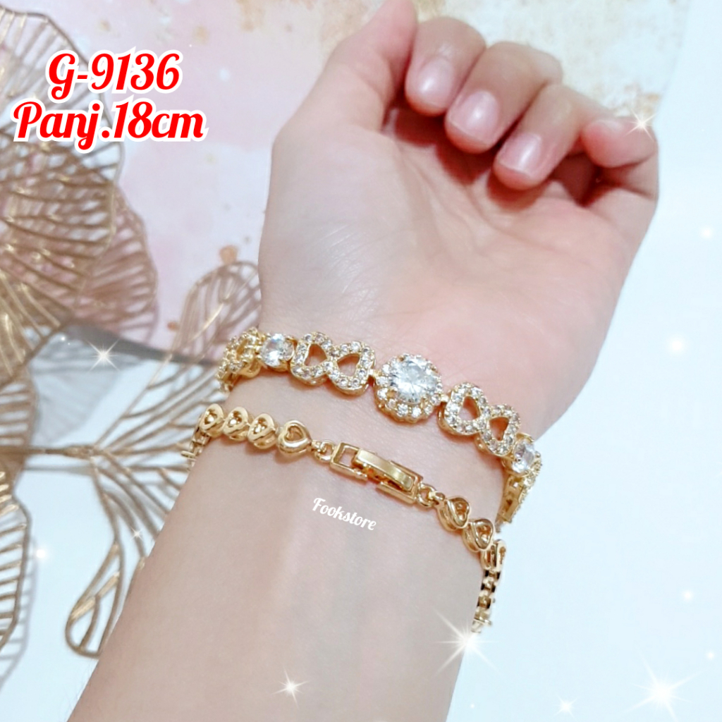 GELANG RANTAI DEWASA MOTIF PERMATA PERHIASAN IMPORT/G-9136/G-9137