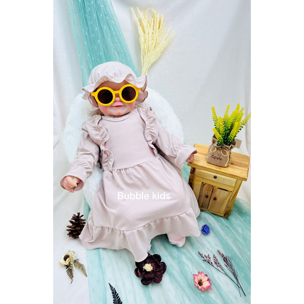 Gamis Sabrina Free Ciput Bayi Polos Katun Fashion Muslim Bayi Anak Balita Perempuan 0-4 Tahun maroon