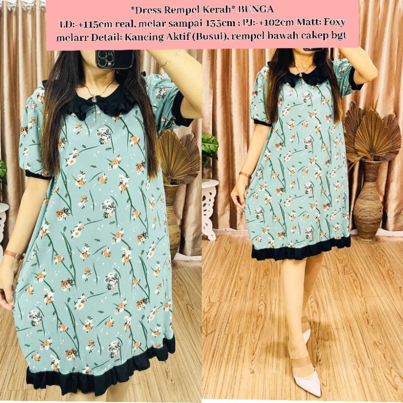 Daster Dress Kerah Sakura Foxy Melar Kancing Busui / Dress Foxy Rempel / Dress Foxy Susun / Dress Foxy Canda / Dress Foxy Busui / Daster Foxy / Daster Foxy murah / Daster Foxy Rempel