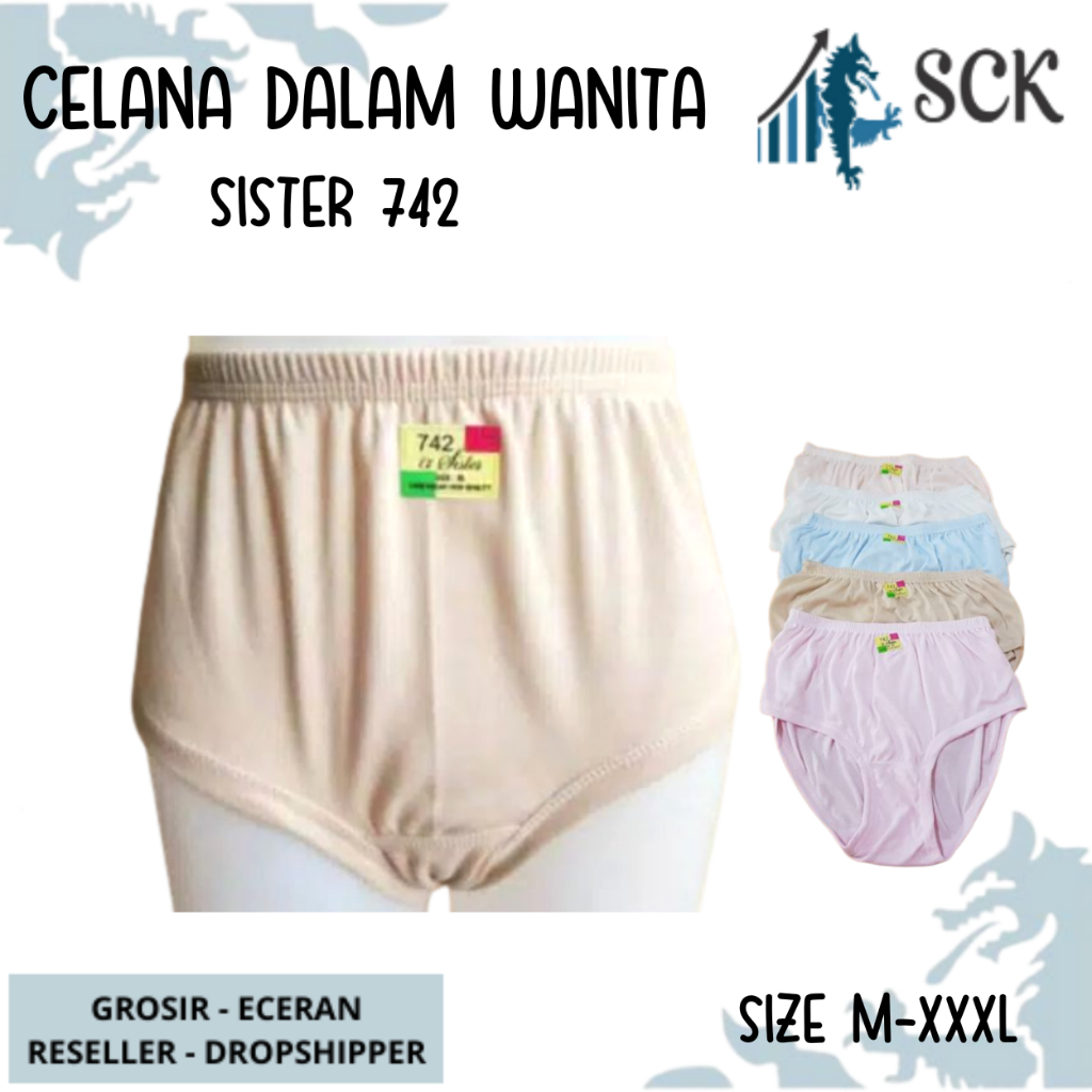 [ISI 1] CD Wanita SISTER 742 Pinggang Karet Polos Ukuran M-XXL