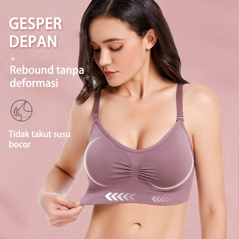 Bra Menyusui tanpa kawat seamless bh wanita ibu hamil Nursing Cup besar jumbo bra busui Kait 3 breastfeeding ANGEL MOMMY 937