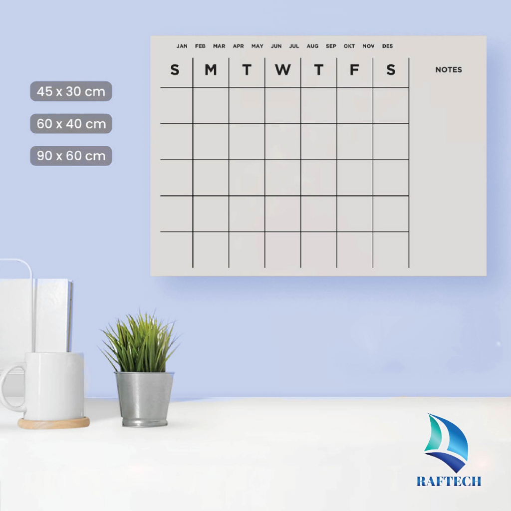 Monthly Planner Akrilik | Wall Planner Dinding | Schedule Board Jadwa