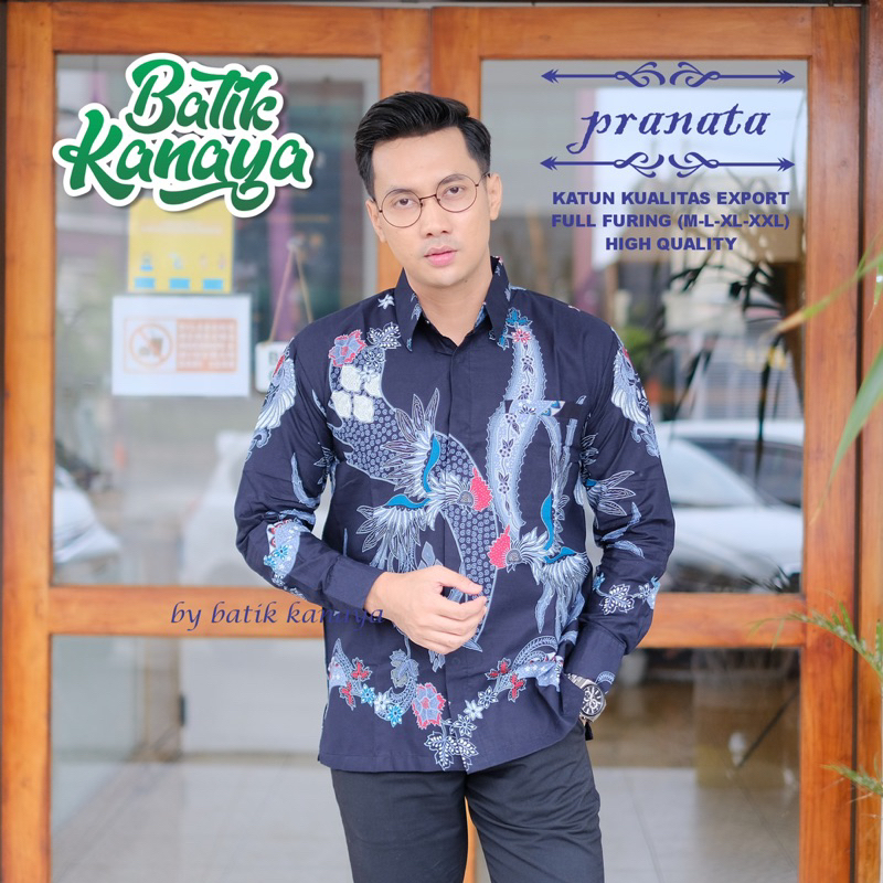 PRANATA Batik Pria Lengan Panjang Berlapis Furing Bahan Katun Berkualitas Ekspor