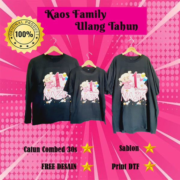 Kaos Family Ulang Tahun Anak Custom Free Desain