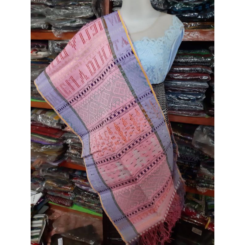 ULOS HANDE-HANDE SULTAN MEWAH /SENGKA-SENGKA /SELENDANG SADUM TENUN TANGAN TARUTUNG PINK UNGU