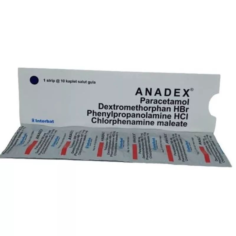 Anadex tablet obat demam batuk kering pilek 1 strip