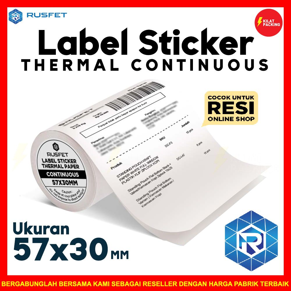 

Label stiker thermal continuous rusfet resi online lebel satuan 57x30