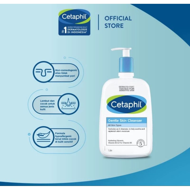 Cetaphil Gentle Skin Cleanser 1000mL Sabun Pembersih Muka Segala Tipe Kulit