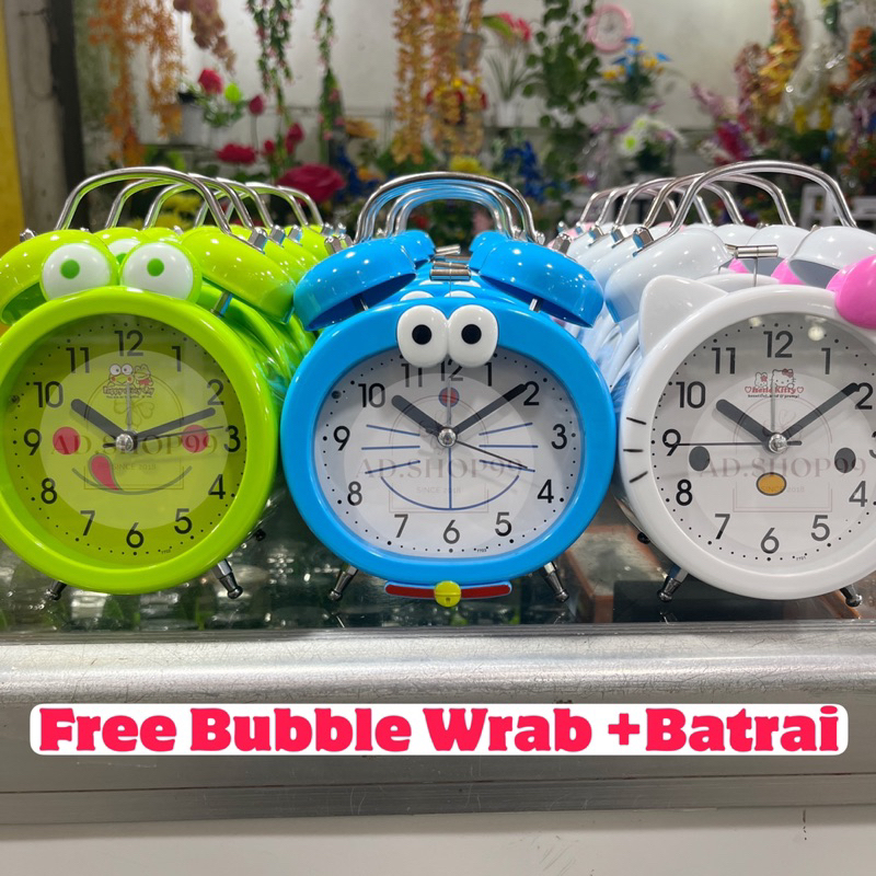 JAM WEKER ALARM KRING BESAR JAM BEKER KARAKTER HELLO KITTY DORAEMON KEROPI . JAM WEKER KARAKTER BESA