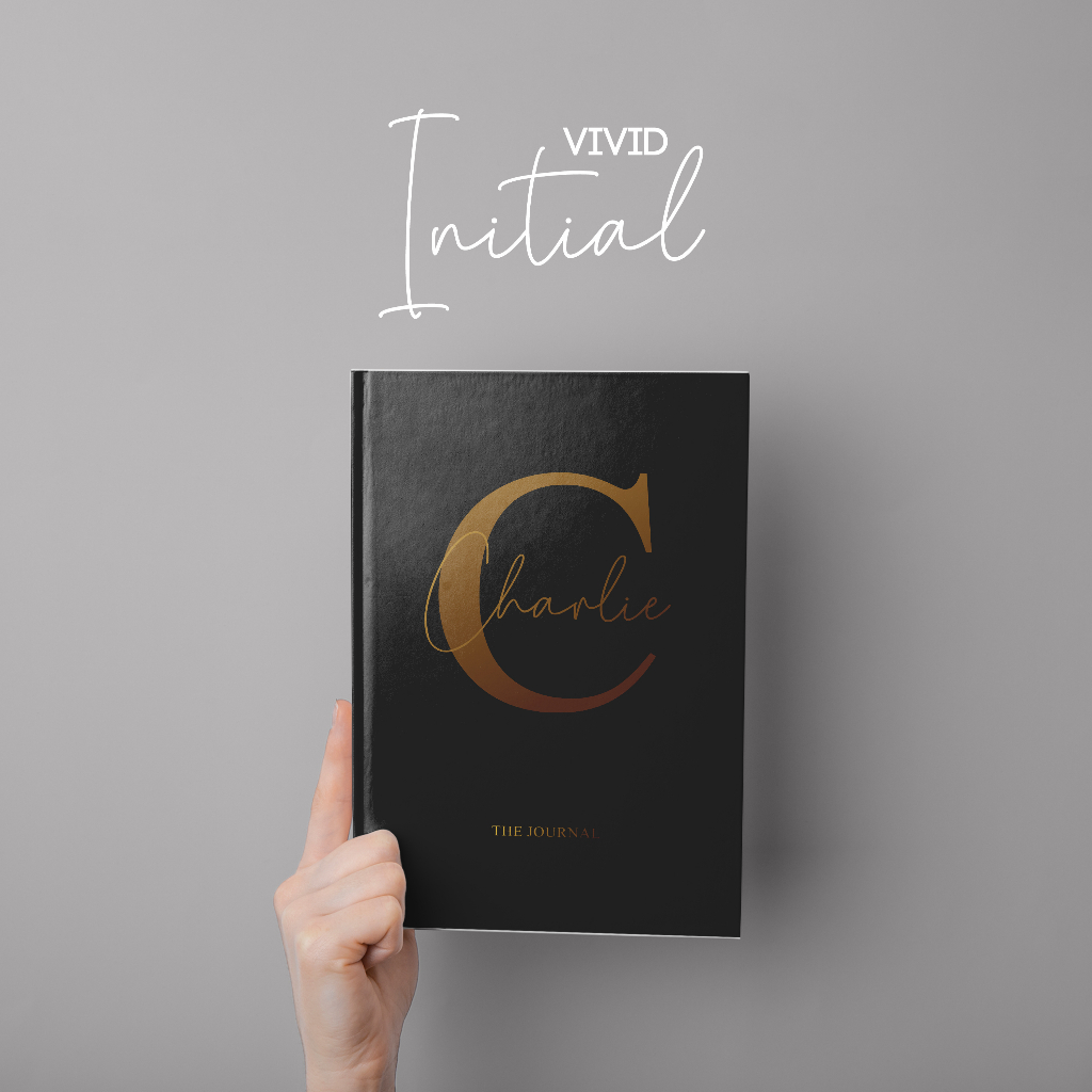 

[VIVID INITIAL GRADASI GOLD] - Boeququ Notebook Custom Design / Buku Catatan A5 A6 Custom Font Gold