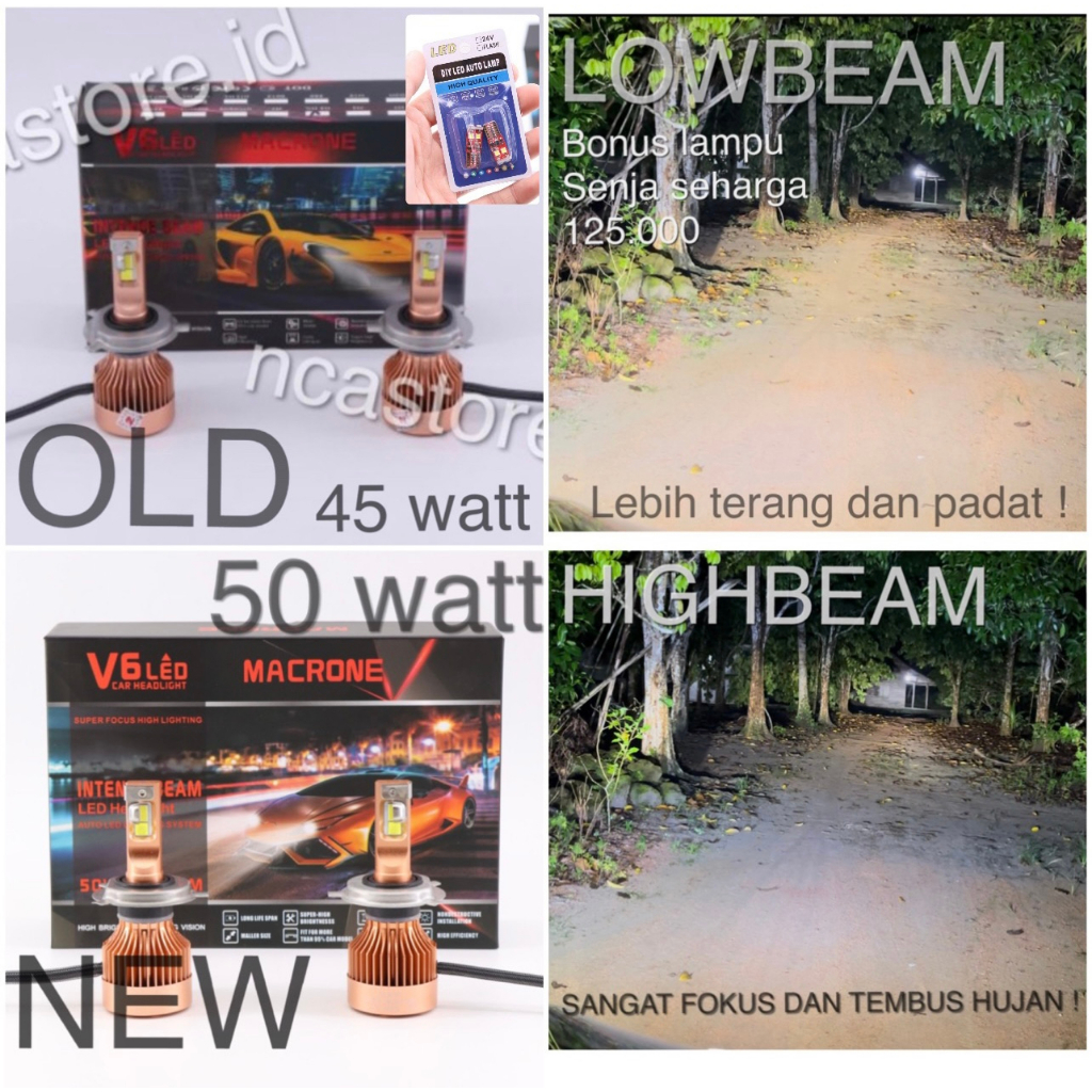 LAMPU LED V6 MACRONE HEADLIGHT H4 6000K