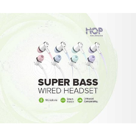 HIPPO HEADSET HOP Macaroon Stylish dan Powerful Headset Earphone