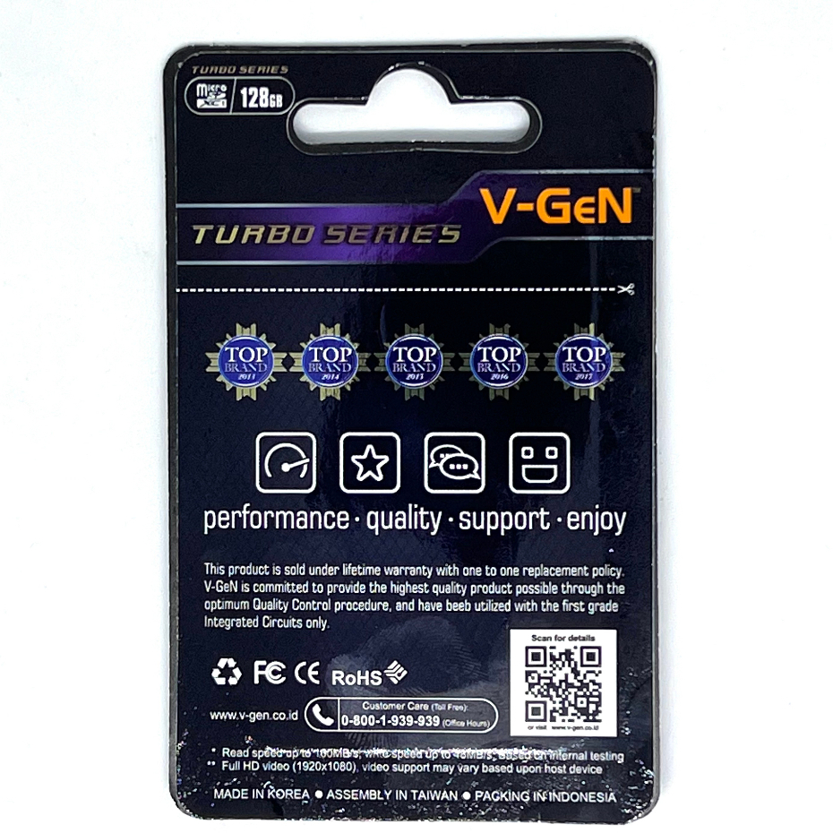 V-Gen Memory Micro SD Turbo Class 10 100 MBps 128 GB VGen V Gen MicroSD Memory  Vgen