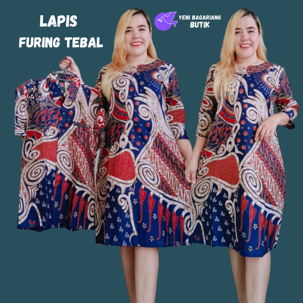 DRESS WANITA COUPLE BATIK FURING ATASAN WANITA DAN KEMEJA PRIA YENI BABARIANG, M L XL XXL JUMBO