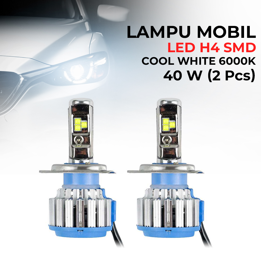 Turbo LED H4 Super Bright - Lampu Depan Mobil Headlamp LED SMD H4 Cool White 2 PCS / TURBO LIGHT LED