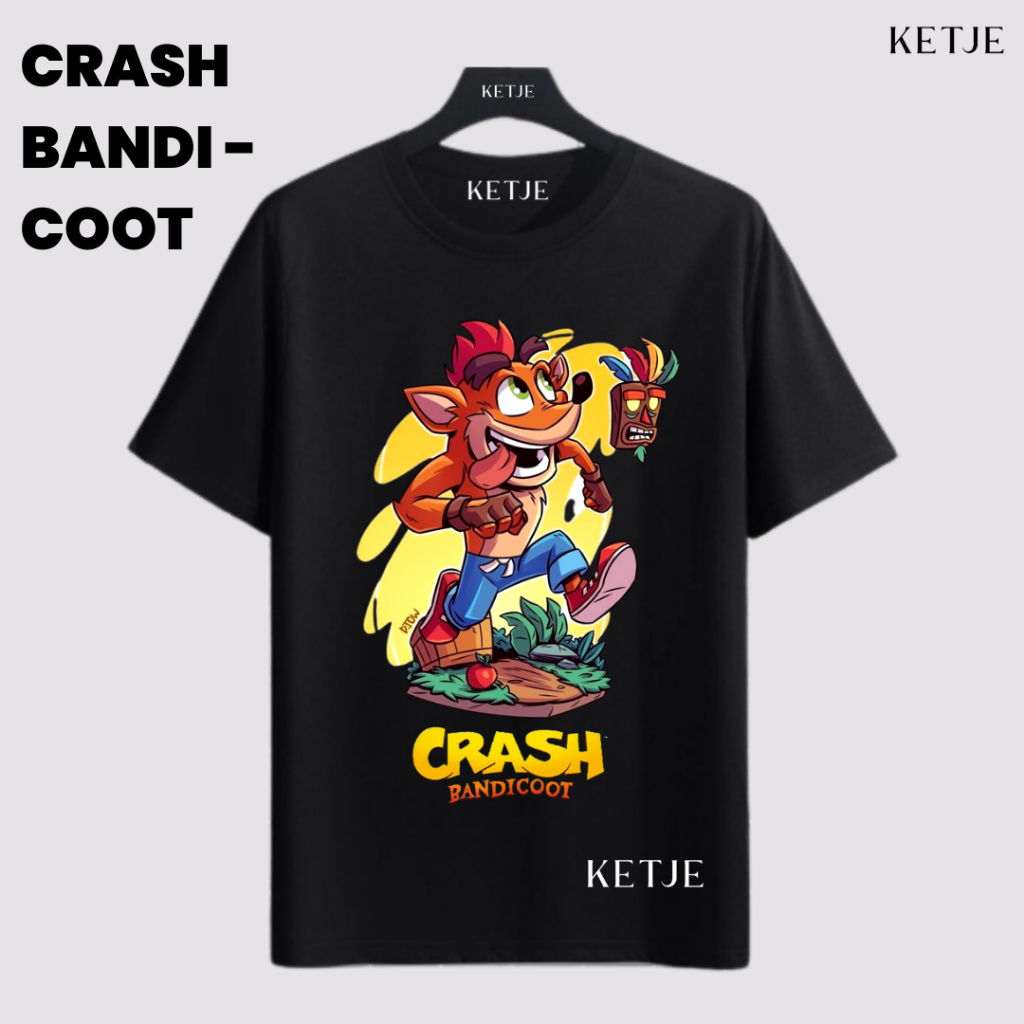 Kaos Crash Bandicoot - Crash Bandicoot Run | Kaos Baju Distro Pria Wanita T-shirt Premium Unisex Cra